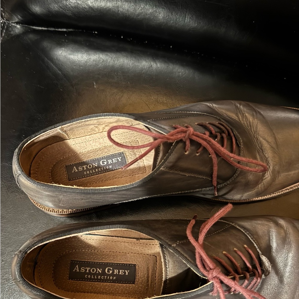 Aston Grey Grenasien Mens Size 11.5 DarkGray Leather Almond Toe Oxford Shoe - Picture 5 of 6